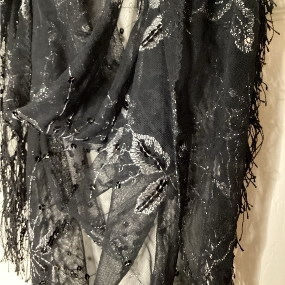 Women’s Black Sequin Scarf / Wrap - Picture 3 of 7